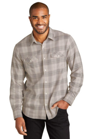 FROST GREY W672 port authority long sleeve ombre plaid shirt
