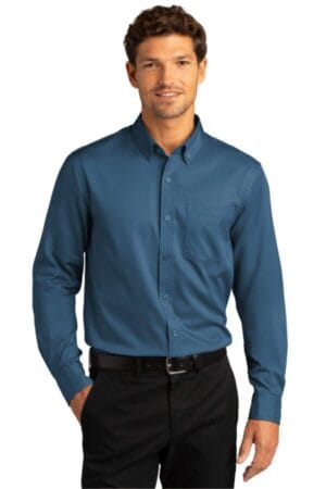 REGATTA BLUE W808 port authority long sleeve superpro react twill shirt