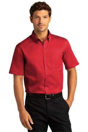 RICH RED W809 port authority short sleeve superpro react twill shirt
