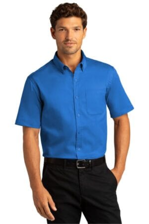 STRONG BLUE W809 port authority short sleeve superpro react twill shirt