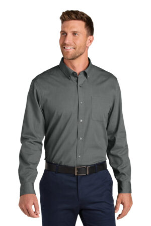 DEEP BLACK W816 port authority long sleeve nailhead easy care shirt