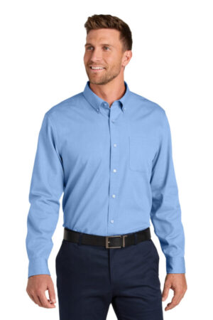 SWISS BLUE W816 port authority long sleeve nailhead easy care shirt