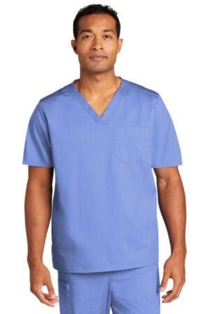 CEIL BLUE WW3160 wonderwink unisex workflex chest pocket v-neck top
