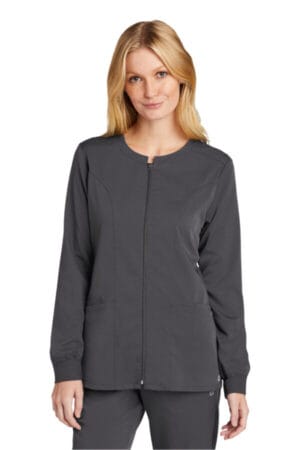 WW4088 wonderwink women's premiere flex full-zip scrub jacket