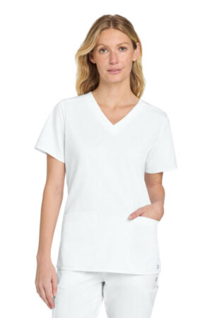 WHITE WW4560 wink women's workflex v-neck top