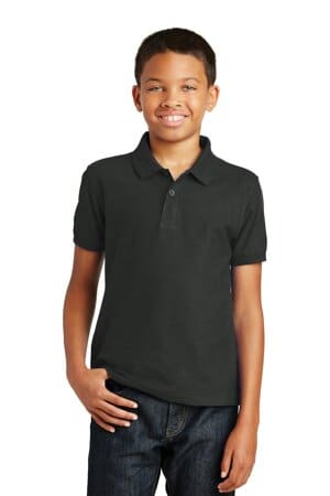 DEEP BLACK Y100 port authority youth core classic pique polo