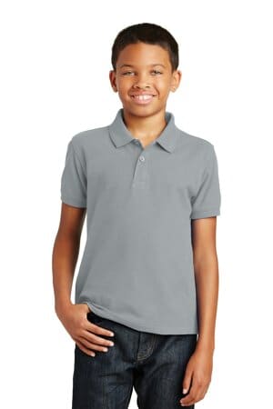 GUSTY GREY Y100 port authority youth core classic pique polo