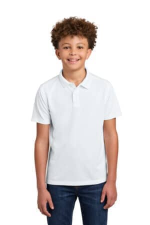 WHITE WHITE Y240 port authority youth wearever performance pique polo