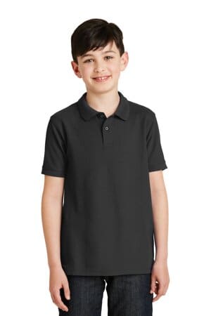 BLACK Y500 port authority youth silk touch polo