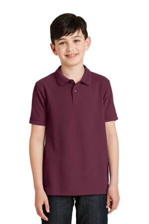 BURGUNDY Y500 port authority youth silk touch polo