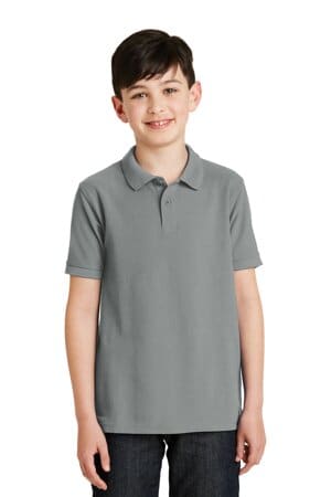 COOL GREY Y500 port authority youth silk touch polo