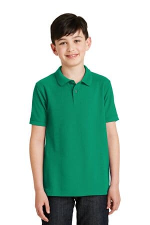 KELLY GREEN Y500 port authority youth silk touch polo