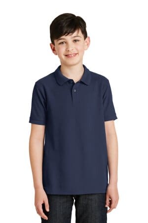 NAVY Y500 port authority youth silk touch polo