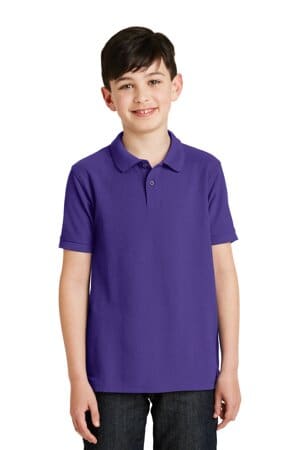PURPLE Y500 port authority youth silk touch polo