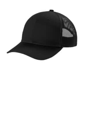 BLACK YC402 port authority youth snapback trucker cap