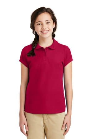 YG503 port authority girls silk touch peter pan collar polo