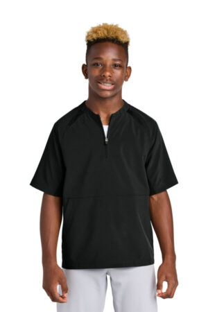 BLACK YJST489 sport-tek youth repeat 1/2-zip short sleeve jacket