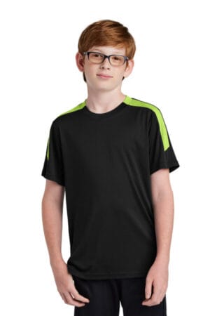 BLACK/ LIME SHOCK YST100 sport-tek youth competitor united crew