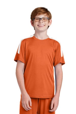 DEEP ORANGE/ WHITE YST100 sport-tek youth competitor united crew