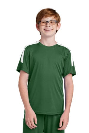 FOREST GREEN/ WHITE YST100 sport-tek youth competitor united crew