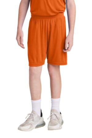 DEEP ORANGE/ WHITE YST103 sport-tek youth competitor united 5 short