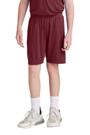 MAROON/ WHITE YST103 sport-tek youth competitor united 5 short