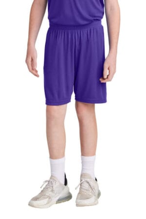 PURPLE/ WHITE YST103 sport-tek youth competitor united 5 short