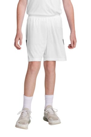 WHITE/ BLACK YST103 sport-tek youth competitor united 5 short