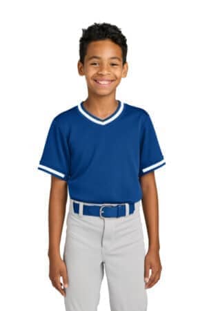 TRUE ROYAL TRUE ROYAL YST221 sport-tek youth tough mesh v-neck baseball jersey
