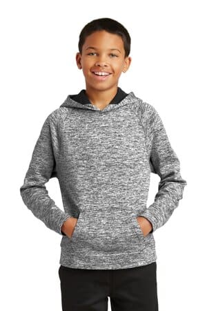 BLACK ELECTRIC YST225 sport-tek youth posicharge electric heather fleece hooded pullover