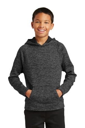 GREY-BLACK ELECTRIC YST225 sport-tek youth posicharge electric heather fleece hooded pullover