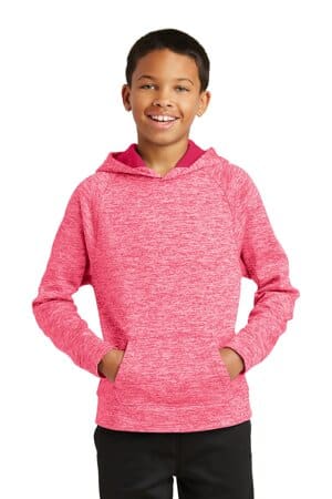POWER PINK ELECTRIC YST225 sport-tek youth posicharge electric heather fleece hooded pullover