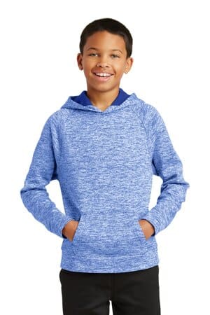 TRUE ROYAL ELECTRIC YST225 sport-tek youth posicharge electric heather fleece hooded pullover