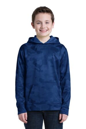 TRUE ROYAL YST240 sport-tek youth sport-wick camohex fleece hooded pullover