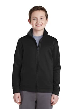 BLACK YST241 sport-tek youth sport-wick fleece full-zip jacket