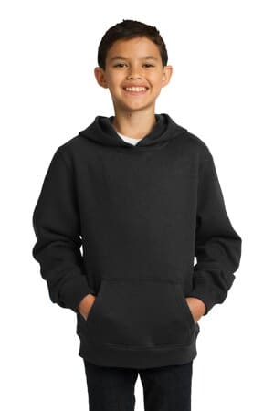 BLACK YST254 sport-tek youth pullover hooded sweatshirt