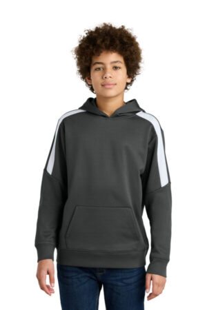 IRON GREY/ WHITE YST255 sport-tek youth sport-wick fleece united pullover hoodie