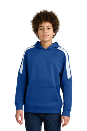 TRUE ROYAL/ WHITE YST255 sport-tek youth sport-wick fleece united pullover hoodie