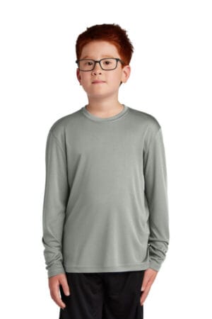 GREY CONCRETE YST350LS sport-tek youth long sleeve posicharge competitor tee