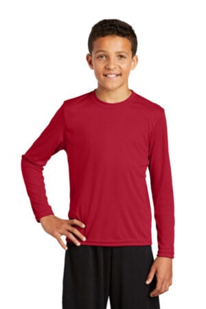 DEEP RED YST350LS sport-tek youth long sleeve posicharge competitor tee