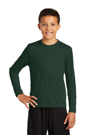 FOREST GREEN YST350LS sport-tek youth long sleeve posicharge competitor tee