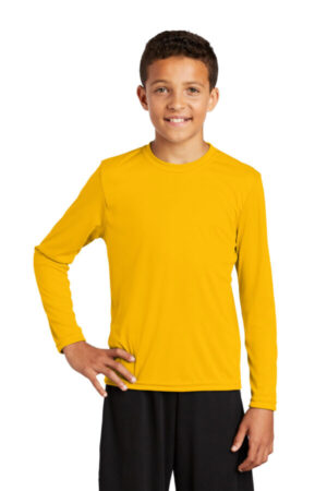 GOLD YST350LS sport-tek youth long sleeve posicharge competitor tee