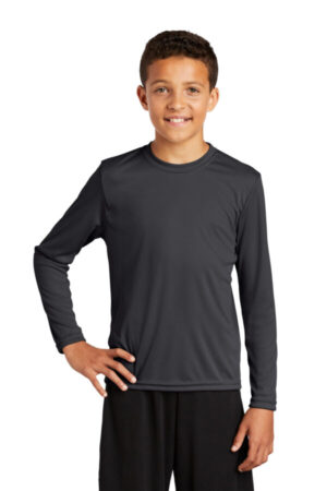 IRON GREY YST350LS sport-tek youth long sleeve posicharge competitor tee