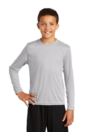 SILVER YST350LS sport-tek youth long sleeve posicharge competitor tee
