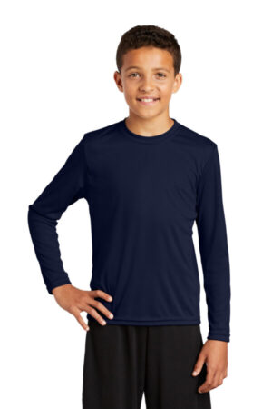 TRUE NAVY YST350LS sport-tek youth long sleeve posicharge competitor tee