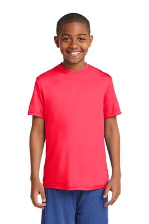 HOT CORAL YST350 sport-tek youth posicharge competitor tee