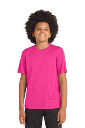 NEON PINK YST350 sport-tek youth posicharge competitor tee