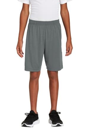 IRON GREY YST355P sport-tek youth posicharge competitor pocketed short