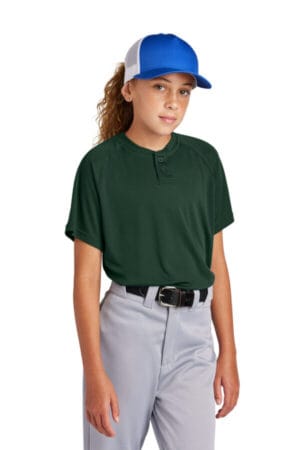 FOREST GREEN YST359 sport-tek youth posicharge competitor 2-button henley