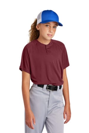 MAROON YST359 sport-tek youth posicharge competitor 2-button henley